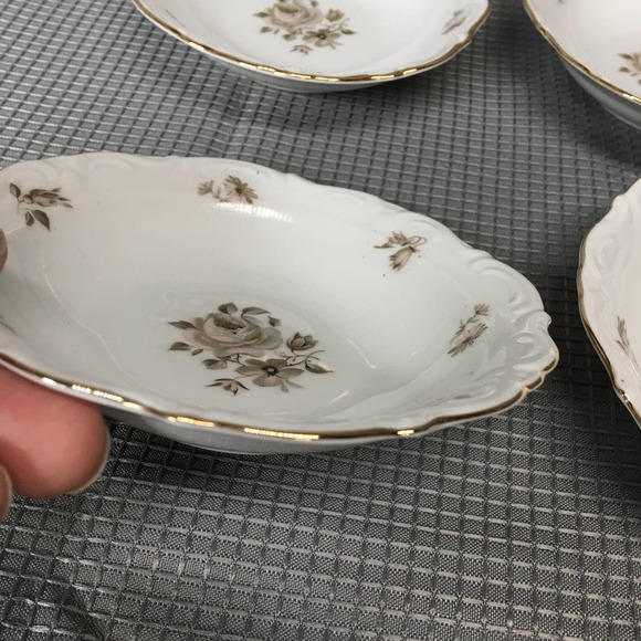 Set of 5 Vintage Winterling China Dawn Rose 5 1/2" Dessert/Sauce Bowls Gold Trim - Picture 13 of 16